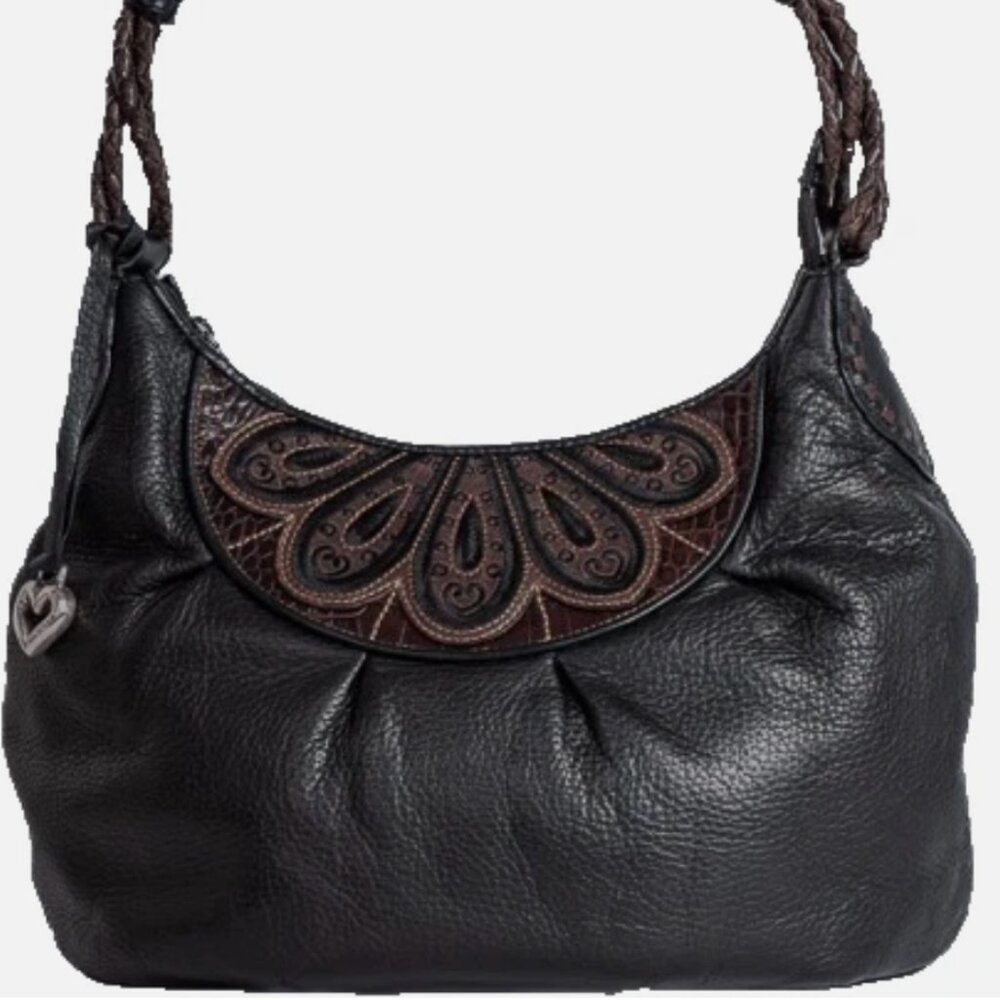 Brighton Farrow Black and Brown Leather Purse w/ Dust Bag